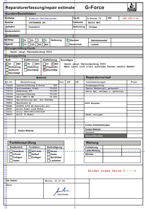 WiMa repair report